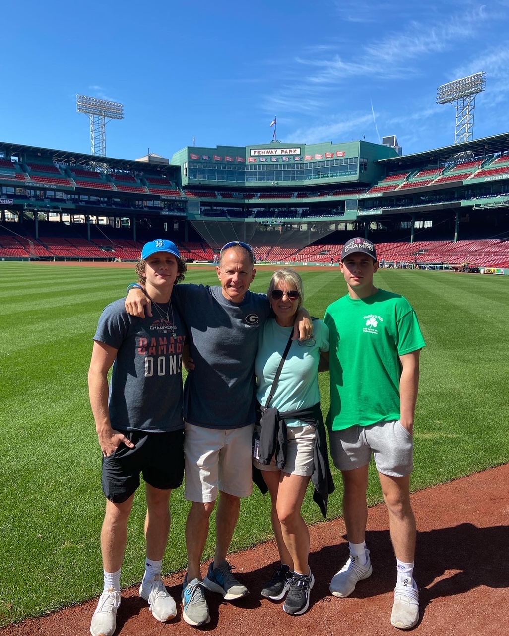 Fam at Fenway on field